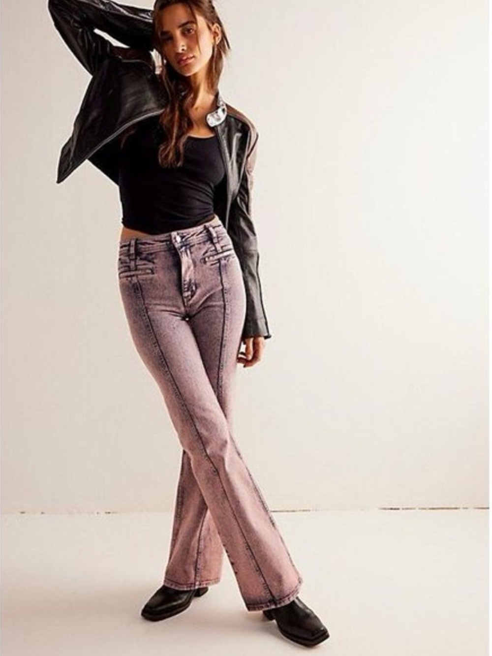NWT We The Free Firecracker High Rise Flare Jean-Lilac